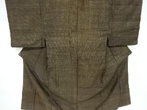 アンティーク　泥染変わり襷模様織出し手織り紬男物着物